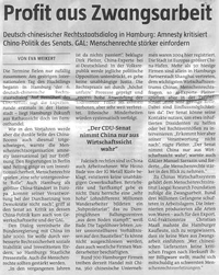 Zeitungsartikel zum Rechsststaatsdialog in Hamburg